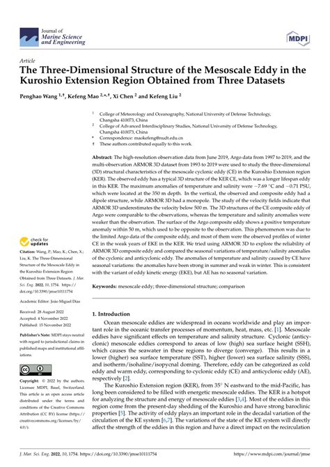 PDF The Three Dimensional Structure Of The Mesoscale Eddy In The