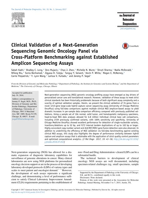 Pdf Clinical Validation Of A Next Generation Sequencing Genomic