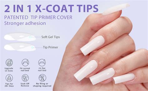 BTArtbox Square Nail Tips Full Cover Nageltips Soft Gel Lange XL Nägel