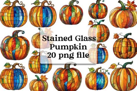 Stained Glass Pumpkin Clipart Bundle Graphic By Vertex · Creative Fabrica