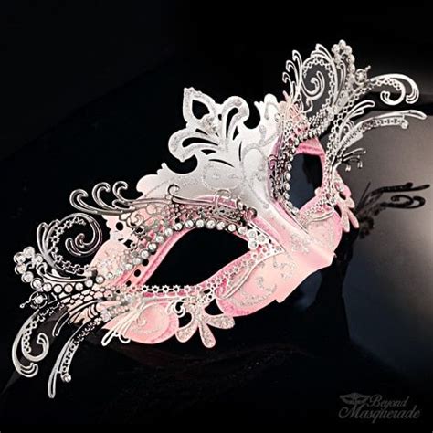 Heiress Masquerade Mask Silver Light Pink M7100 Masquerade Mask