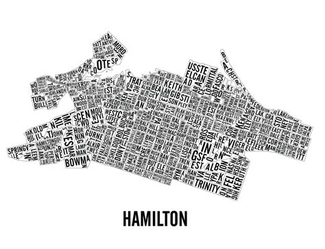 Hamilton Ontario Neighborhoods City Map Hamilton Art by CNDPrints