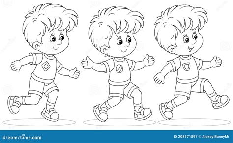 Cheerful Little Boys Running a Race Stock Vector - Illustration of child, childish: 208171897