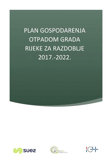 Pdf Plan Gospodarenja Otpadom Grada Rijeke Za Sn Rijeka Hr Wp