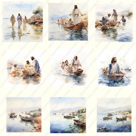 68 Water Color Jesus And 12 Disciples Clip Art Christian Religious