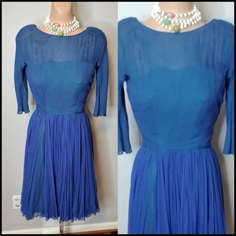 1950s Arnold Scaasi Designer Silk Cocktail Dress Ro… Gem