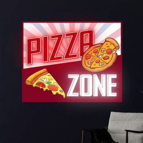 Handmadetneonsign Pizza Zone Decal Printed Acrylic Sign Pizza Neon