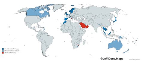 Countries with a Monarchy : r/JeffDoesMaps