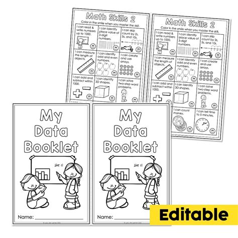 editable student data booklet math lucky  learners