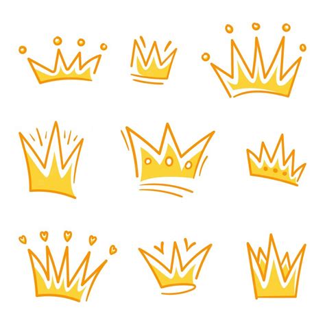 Premium Vector | Set of doodle Crown sketch hand drawn style