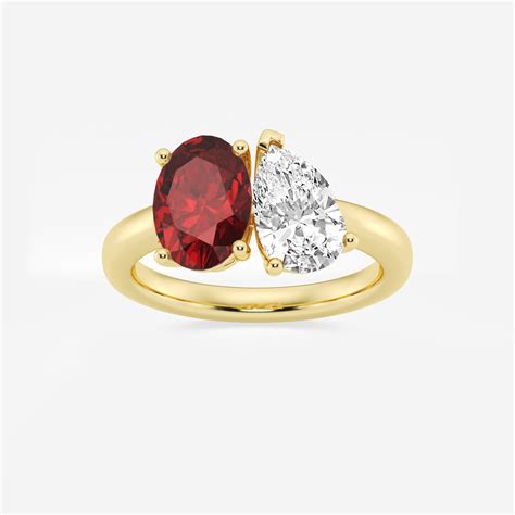 X Mm Oval Cut Created Ruby And Ctw Pear Cut Lab Grown Diamond