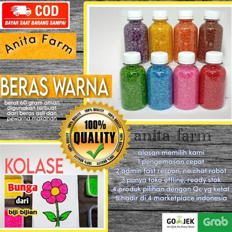 Jual Biji Beras Warna Warni Kolase Prakarya Kemasan Botol Gr