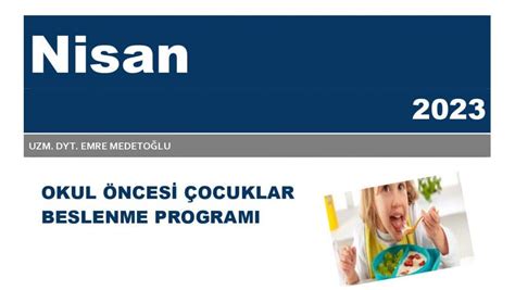 Müstakil Anaokulları İçin Ücretsiz Beslenme Programı Menüsü