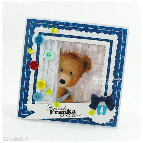 dziecięca kartka z misiem HandMade scrapbooking ღ art Madam pl