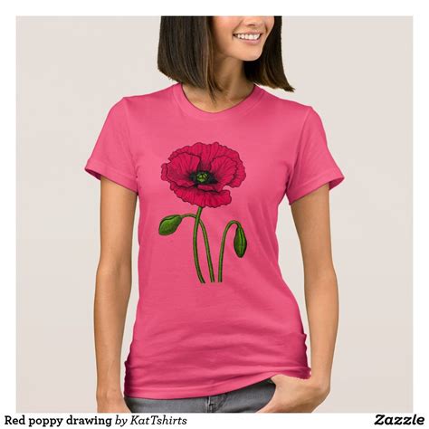 Red Poppy Drawing T Shirt Uk T Shirts For Women Love T