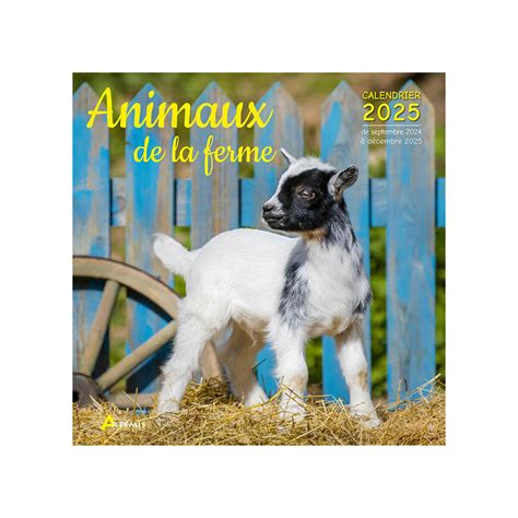 Calendrier Mural 2025 Animaux de la Ferme Chèvre Coq Mouton Format