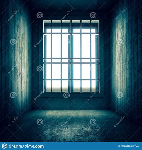 Concrete Prison Cell Interior and Bars at Bright Window Stock Illustration - Illustration of ...