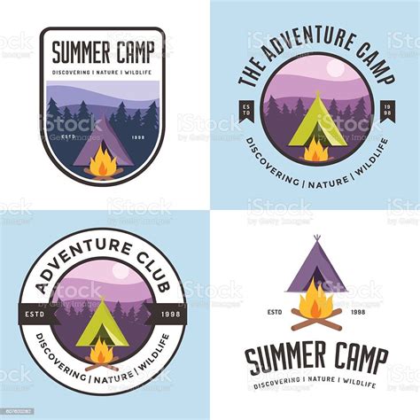 Ilustraci N De Conjunto De Logotipos Insignias Campamento De Verano