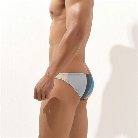 Men Sexy Bikini Color Block Swim Briefs Triangular Swimwear Comfy Beach Trunk EBay
