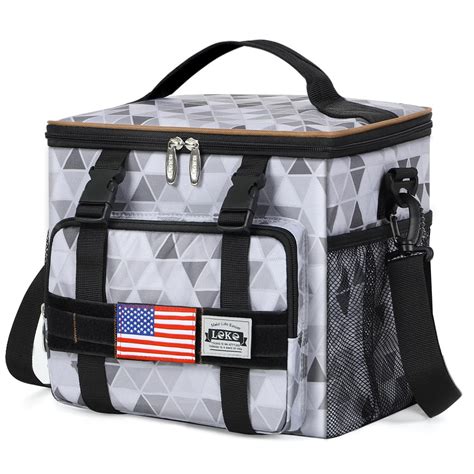 Lekesky Lunch Box Mens Lunch Bag Cooler Bag Grey Triangle L Can