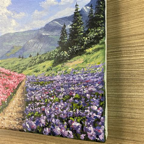 Acrylic Painting Flower Meadow Landscape original Painting - Etsy