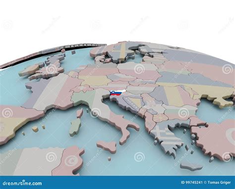 Mapa Pol Tico De Eslovenia En El Globo Con La Bandera Stock De