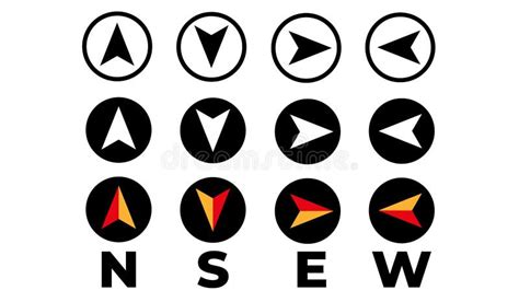 Vector Compass Icons Of North South East And West Direction Map