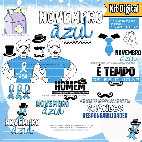 Kit Digital Novembro Azul Arquivo Digital A Sua Maneira Festas