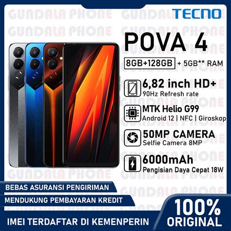 Jual TECNO POVA 4 13GB RAM MediaTek G99 NFC Baterai 6000mAh