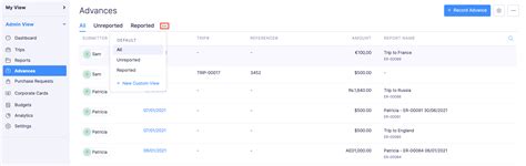 View All Advances Advances User Guide Zoho Expense