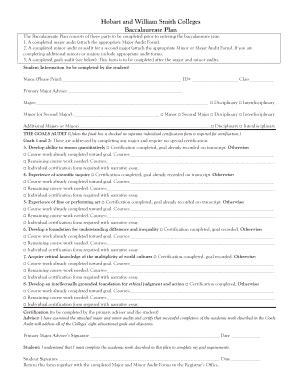 Fillable Online Hws Baccalaureate Plan Hws Fax Email Print Pdffiller