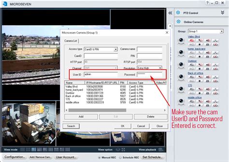 How To Enter The Camera Userid And Password In The Cms Software In
