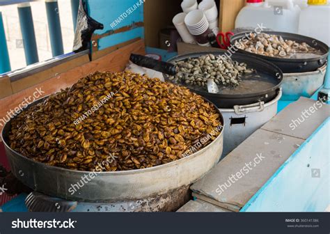 Street Food In Busan/South Korea. Beondegi Are Steamed Or Boiled Silkworm Pupae Which Are ...