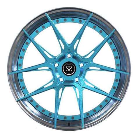 2 Pc Forged Wheels 19inch Blue Spoke Discs Polished Lip For Volkswagen T6 Luxury Car Rims