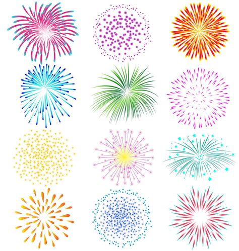 Premium Vector | Fireworks set on white background