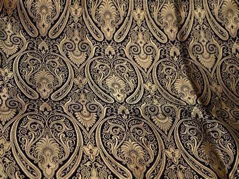 Black Brocade Fabric By The Yard Brocade For Vest Jacket Etsy