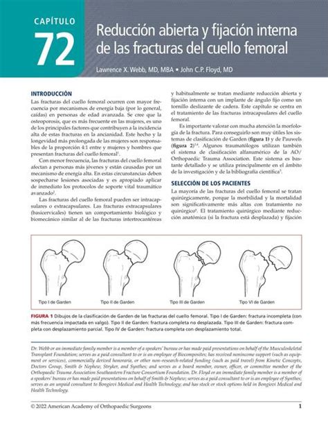 Reducci N Abierta Y Jaci N Interna De Las Fracturas Del Cuello Femoral