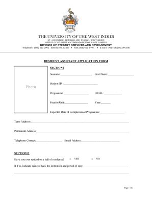 Fillable Online Sta Uwi Ra Application Form Pdf Uwi St