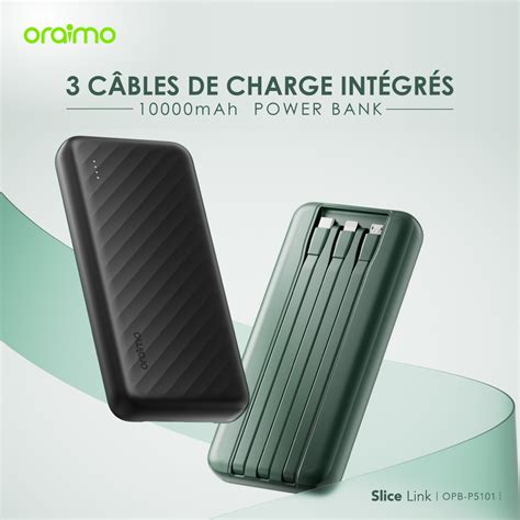 Oraimo Slice Link 10000mAh 12W Charge Rapide 3 En 1 Banque D