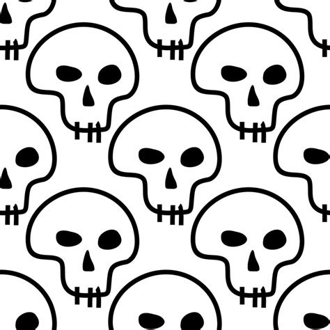 skull seamless pattern. halloween wallpaper black and white. vector ...