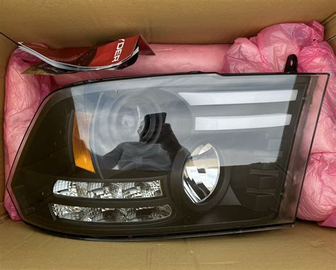 Ram 1500 4th Gen Spyder Black Projector Headlight With Led Daytime Running Light Ebay