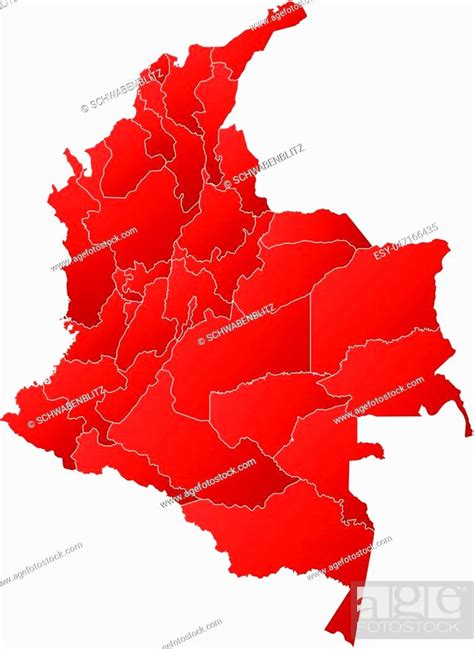 Map Of Colombia With The Provinces Filled With A Linear Gradient