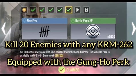 Kill 20 Enemies With Any KRM 262 Equipped With The Gung Ho Perk Call Of