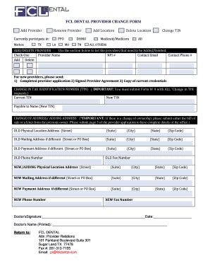 Fillable Online Fcl Dental Provider Change Form Fax Email Print Pdffiller