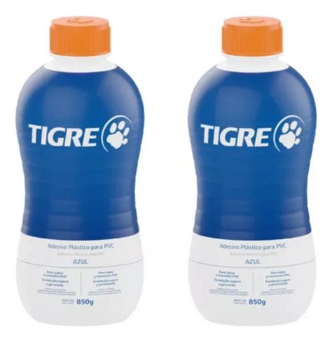 Kit 2 Unidades Adesivo Cola Pvc Tigre Frasco 850g Para Tubos Cor