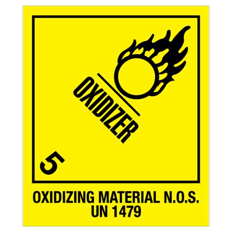 4 X 475 Oxidizer Oxidizing Material Nos Un 1479 Label