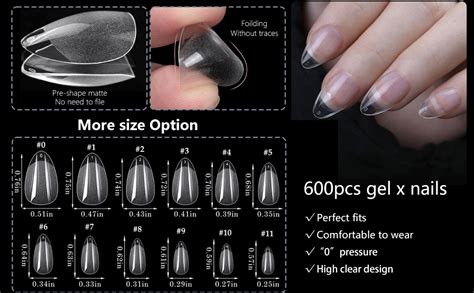 Amazon AddFavor 600pcs Short Almond Nail Tips Soft Gel X Nail