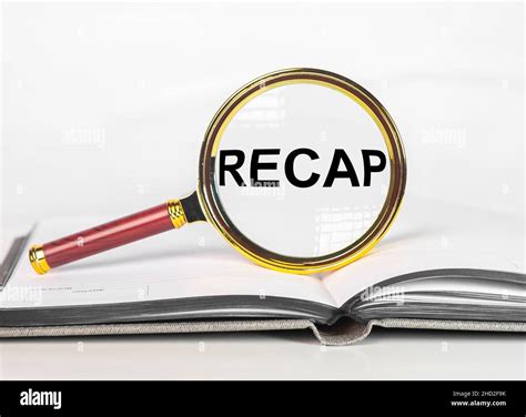 Recap Concept Word Review Through Magnifying Glass Stock Photo Alamy