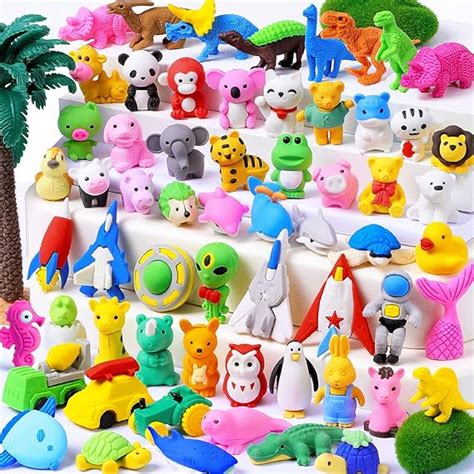 Witalent 60 Pcs Animal Erasers For Kids Pencil Erasers Puzzle Erasers