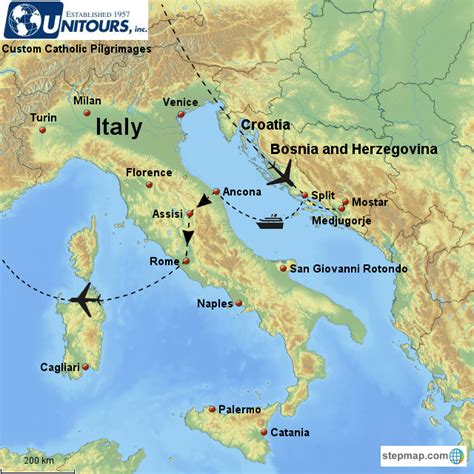 StepMap - Medjugorje & Italy Pilgrimage 10 days - Landkarte für Italy